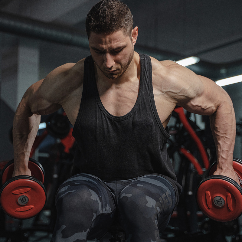 Bodybuilder with weights